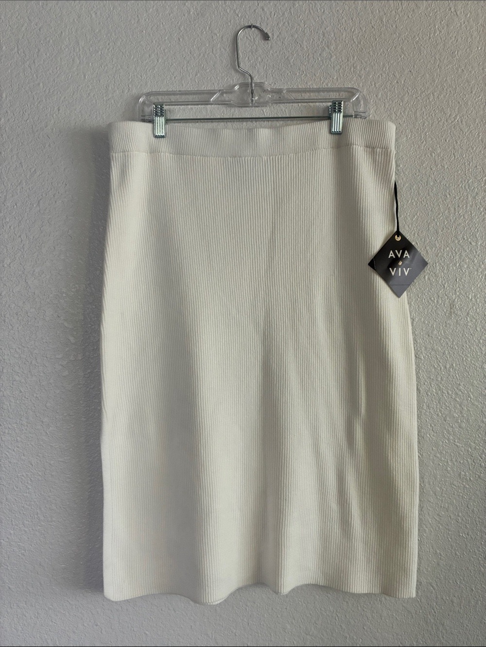 Ava & Viv Cream Rib Knit Midi Skirt 2XL - Picture 2 of 5